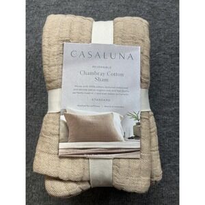 Casaluna Chambray Cotton Sham Reversible Standard Tan‎
